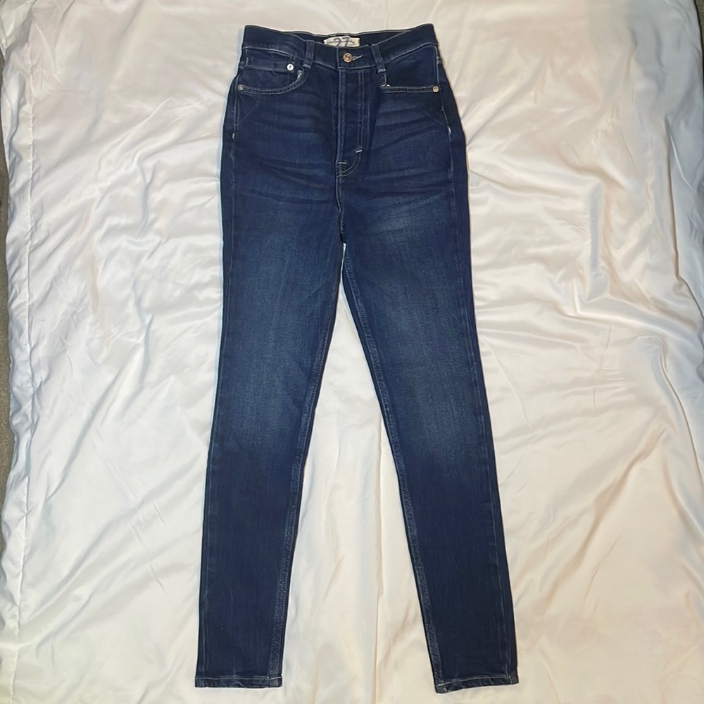 NEW Free People Dark High Rise 5 Button Skinny Jeans - 27